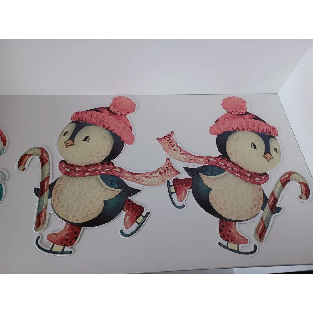 Vintage Looking Christmas Seasonal Holiday Wall Art Set of Six Decorations